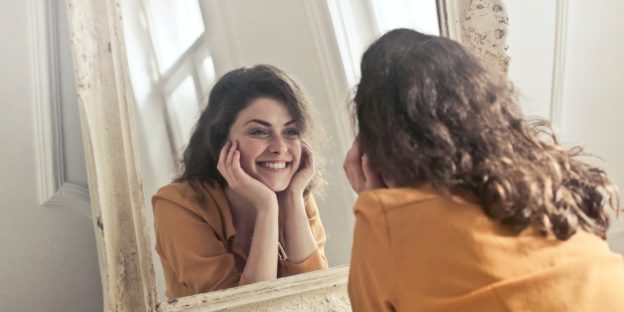 positive self-talk in mirror