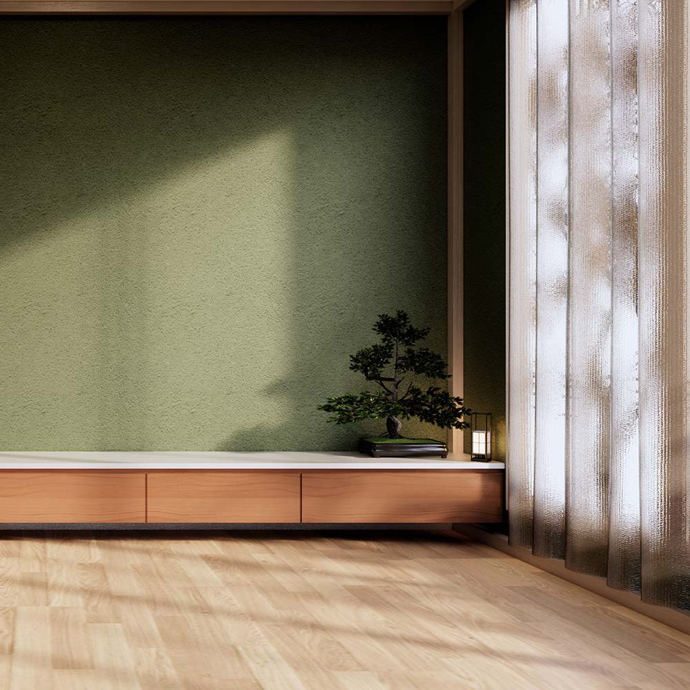 Bonsai tree in a home